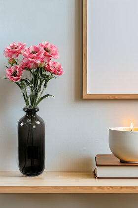 Yapay Premium Yumşak Dokulu 3lü Arı Çiçeği Dalı 50 cm Pembe - Beyaz - Yapay Çiçek Deposu