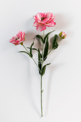 Yapay Premium Yumşak Dokulu 3lü Arı Çiçeği Dalı 50 cm Pembe - Beyaz - 3