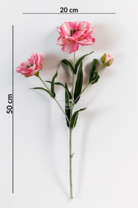 Yapay Premium Yumşak Dokulu 3lü Arı Çiçeği Dalı 50 cm Pembe - Beyaz - 4