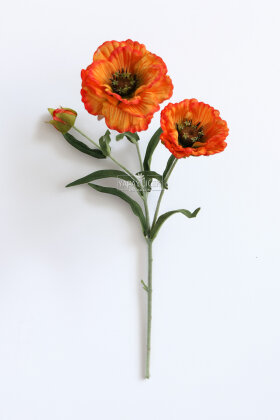 Yapay Premium Yumşak Dokulu 3lü Arı Çiçeği Dalı 50 cm Turuncu - 3