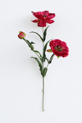 Yapay Premium Yumşak Dokulu 3lü Arı Çiçeği Dalı 50 cm Fuşya - 3