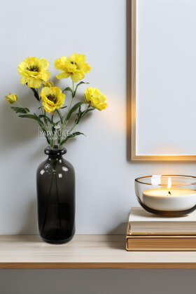 Yapay Premium Yumşak Dokulu 3lü Arı Çiçeği Dalı 50 cm Sarı - Yapay Çiçek Deposu