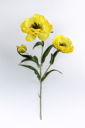 Yapay Premium Yumşak Dokulu 3lü Arı Çiçeği Dalı 50 cm Sarı - 3