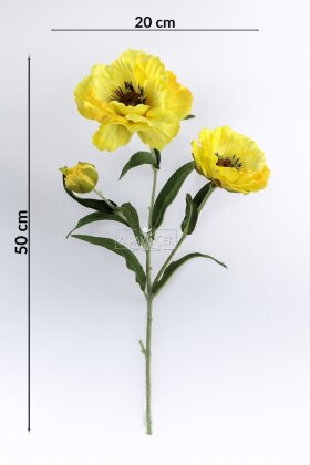 Yapay Premium Yumşak Dokulu 3lü Arı Çiçeği Dalı 50 cm Sarı - 4