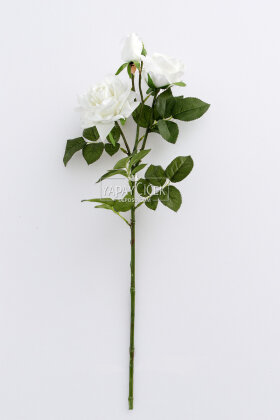 Yapay Premium 3lü Goncalı Gül Dalı 76 cm Beyaz - 3