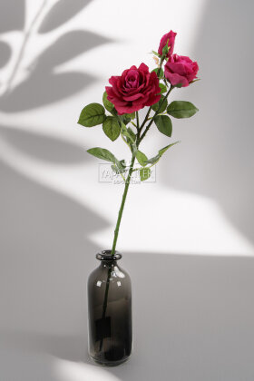 Yapay Premium 3lü Goncalı Gül Dalı 76 cm Fuşya - Mor - 2