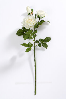 Yapay Premium 3lü Goncalı Gül Dalı 76 cm Krem - 3