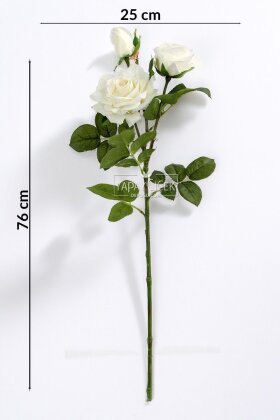 Yapay Premium 3lü Goncalı Gül Dalı 76 cm Krem - 4