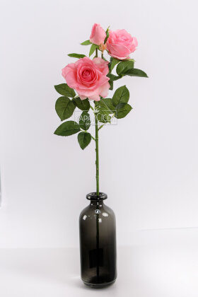 Yapay Premium 3lü Goncalı Gül Dalı 76 cm Pembe - 2