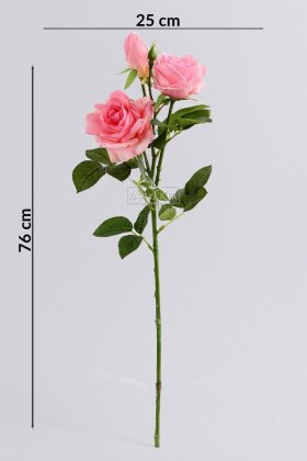 Yapay Premium 3lü Goncalı Gül Dalı 76 cm Pembe - 4