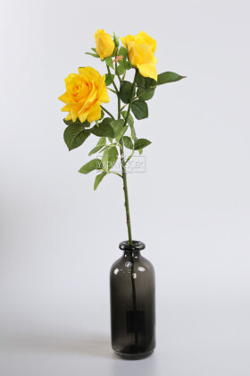 Yapay Premium 3lü Goncalı Gül Dalı 76 cm Sarı - 2