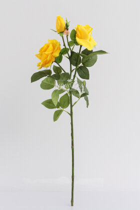 Yapay Premium 3lü Goncalı Gül Dalı 76 cm Sarı - 3