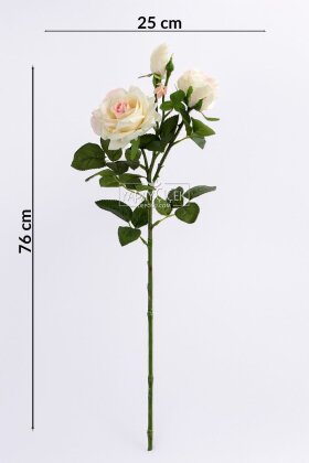 Yapay Premium 3lü Goncalı Gül Dalı 76 cm Somon - 4