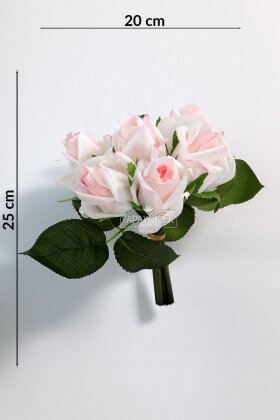 Yapay Premium 6lı Islak Gonca Gül Demeti 25 cm Ebruli - 3