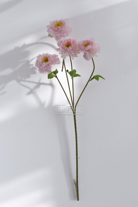 Yapay Çiçek 4 Çiçekli İzlanda Gülü 80 cm Pudra Pembe - 3