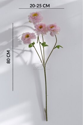 Yapay Çiçek 4 Çiçekli İzlanda Gülü 80 cm Pudra Pembe - 4