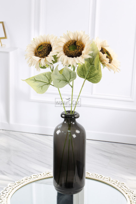 Yapay Retro Ayçiçeği Dalı 50 cm Krem - Yapay Çiçek Deposu