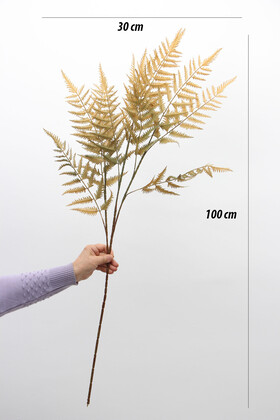 Yapay Retro Uzun Eğrelti Dalı 100 cm Yağ Yeşili - 2