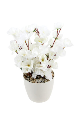 Yapay Mini Saksıda İlkbahar Sabahı Tanzimi 30 cm Beyaz - 2