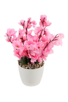 Yapay Mini Saksıda İlkbahar Sabahı Tanzimi 30 cm Pembe - 2