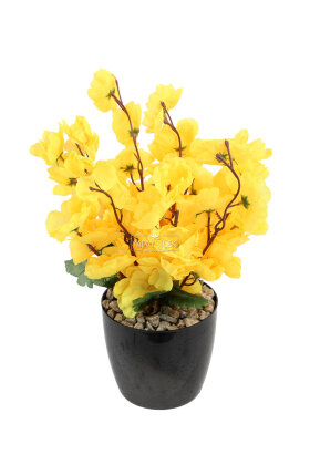 Yapay Mini Saksıda İlkbahar Sabahı Tanzimi 30 cm Sarı - 2