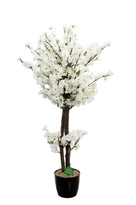  Saksıda Yapay 2 Gövdeli Bahar Dalı Ağacı 100 cm Beyaz - 4
