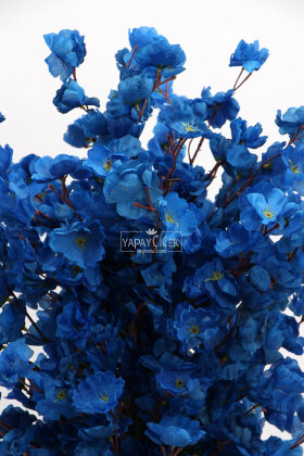  Saksıda Yapay 2 Gövdeli Bahar Dalı Ağacı 100 cm Lacivert - 5