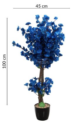  Saksıda Yapay 2 Gövdeli Bahar Dalı Ağacı 100 cm Lacivert - 6