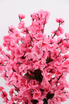  Saksıda Yapay 2 Gövdeli Bahar Dalı Ağacı 100 cm Pembe - 5