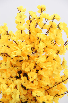  Saksıda Yapay 2 Gövdeli Bahar Dalı Ağacı 100 cm Sarı - 5