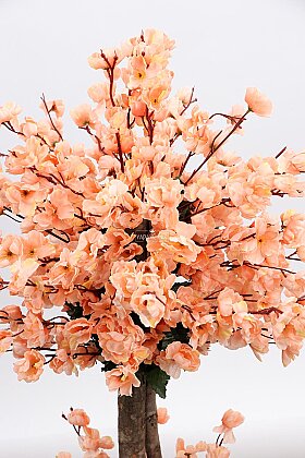  Saksıda Yapay 2 Gövdeli Bahar Dalı Ağacı 100 cm Somon - 3