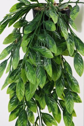 Yapay Çiçek Saksıda Sarkan Zümrüt Akış Sarmaşık 65 cm Yeşil - 4