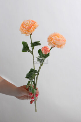 Yapay Çiçek 3lü Şakayık Ranunculus Dalı 50 cm Şeftali - Yapay Çiçek Deposu