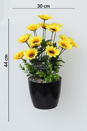 Siyah Saksida Yapay 18li Ayçiçeği tanzimi 44 cm - 3