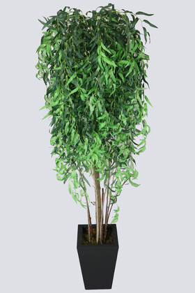 Ahşap Saksıda Yapay Ağlayan Söğüt Ağacı 180 cm (Salix Babylonica) - 1