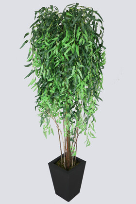 Ahşap Saksıda Yapay Ağlayan Söğüt Ağacı 180 cm (Salix Babylonica) - 2