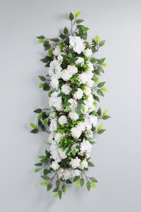 Düğün Nişan Söz Masa Çiçeği Hazır Tag Çiçeği 55 cm x 125 cm Beyaz Model 1 - Yapay Çiçek Deposu