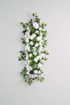 Düğün Nişan Söz Masa Çiçeği Hazır Tag Çiçeği 55 cm x 125 cm Beyaz Model 1 - 2