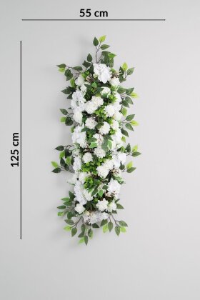 Düğün Nişan Söz Masa Çiçeği Hazır Tag Çiçeği 55 cm x 125 cm Beyaz Model 1 - 3