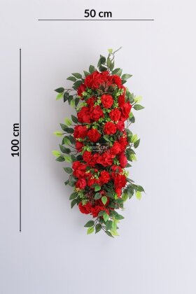 Düğün Nişan Söz Masa Çiçeği Hazır Tag Çiçeği 50 cm x 100 cm Kırmızı Model 1 - 3