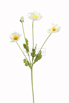 Yapay Çiçek 4lü Gelincik Dalı 60 cm Beyaz - Yapay Çiçek Deposu