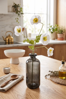 Yapay Çiçek 4lü Gelincik Dalı 60 cm Beyaz - 2