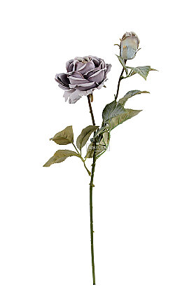 Yapay Pastel Tomurcuklu Gül Dalı 64 cm Gri - 2