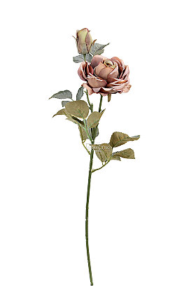 Yapay Pastel Tomurcuklu Gül Dalı 64 cm Kahve - 2