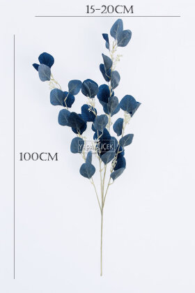 Yapay Tomurcuklu Okaliptus Dalı 100 cm Mavi - 3