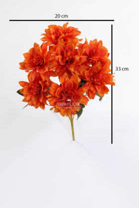 Yapay Çiçek 7li Dahlia Demeti 33 cm Turuncu - 3