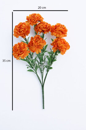 Yapay Çiçek 7li Karanfil Çiçeği Demeti 35 cm Turuncu - 3