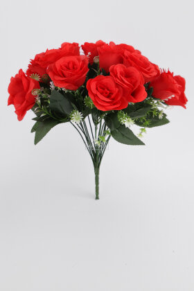 Yapay 18li Büyük Gül Demeti 35 cm Kırmızı - 2