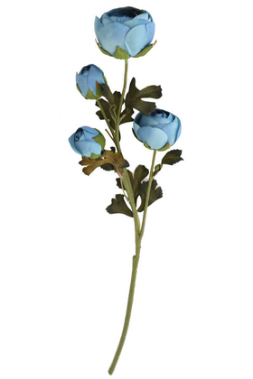 Yapay Uzun Dal 4lü Gül 63 cm Mavi - 2