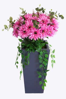 Yapay Ahşap Saksıda Lüx Gerbera Tanzimi 100 cm Koyu Pembe - 1